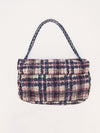 Multicolour Nylon Tweed Printed Maxi Flap Bag