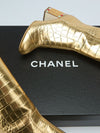 Gold Croc Embossed Metallic Knee High Boots