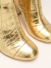 Gold Croc Embossed Metallic Knee High Boots