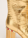 Gold Croc Embossed Metallic Knee High Boots