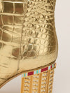 Gold Croc Embossed Metallic Knee High Boots