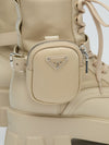 Cream Monolith Ankle Boots with Detachable Pouch