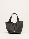 Picotin 22 Gris Meyer Taurillon Clemence Leather Handbag With PHW