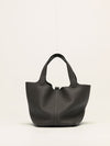 Picotin 22 Gris Meyer Taurillon Clemence Leather Handbag With PHW