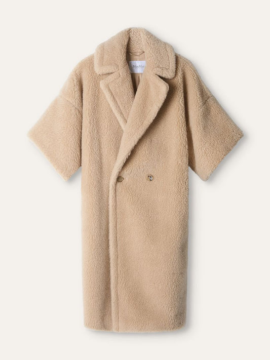 Beige Capped Sleeve Teddy Bear Coat
