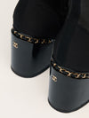 Black Interlocking CC Logo Boots With Chain Detail