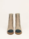 Beige & Black Suede Boots