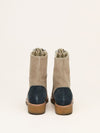 Beige & Black Suede Boots