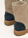 Beige & Black Suede Boots