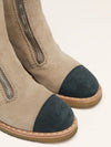 Beige & Black Suede Boots