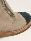 Beige & Black Suede Boots