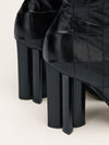Black Eel Skin Patchwork Boots
