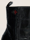 Black Eel Skin Patchwork Boots