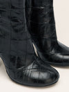 Black Eel Skin Patchwork Boots