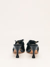 Black Patent Leather Slingback Pumps With Velvet Rose