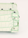 Light Green Alligator Leather Petite Malle Bag With Black HW