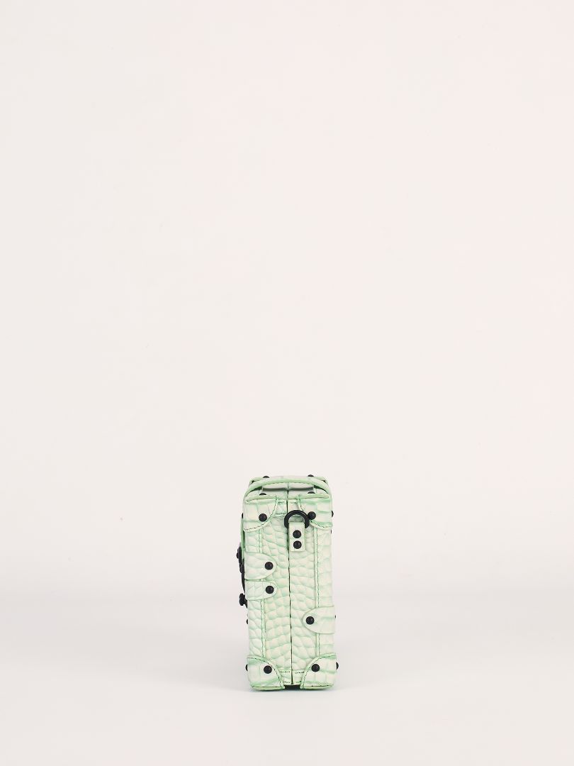 Light Green Alligator Leather Petite Malle Bag with Black HW