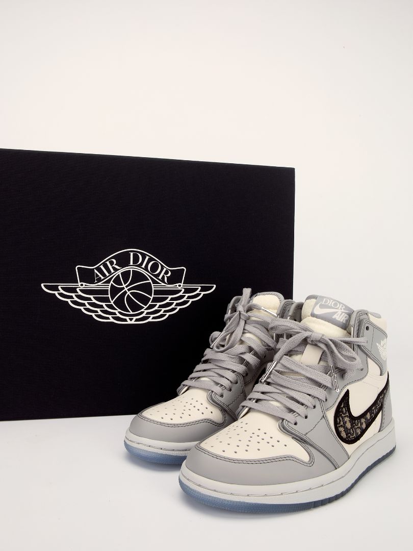 Grey & White Air Dior High Top Sneakers