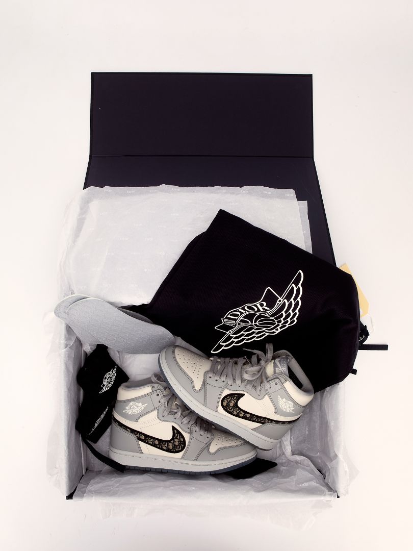 Grey & White Air Dior High Top Sneakers