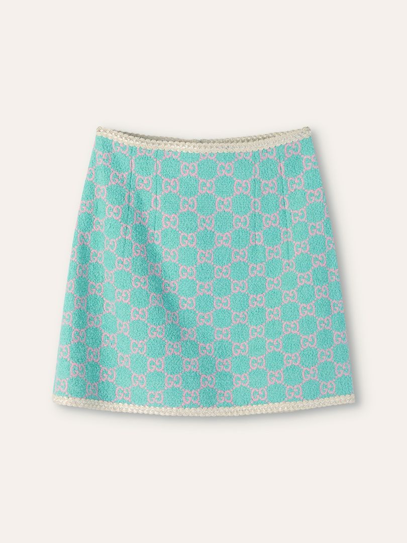Turquoise Macro GG Tweed Jacket & Skirt Set