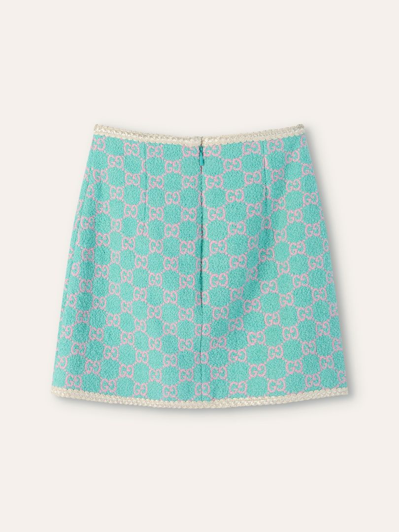 Turquoise Macro GG Tweed Jacket & Skirt Set