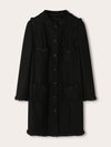 Black Ruffle Wool-Cashmere Coat