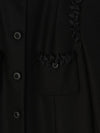 Black Ruffle Wool-Cashmere Coat