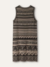 Black & Beige Greece Stretch Midi Dress