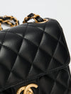 Noir Classic Mini Square Matelasse With Charm Strap