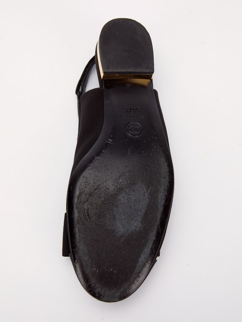 Black CC Bow Cap Ballerina Slingback