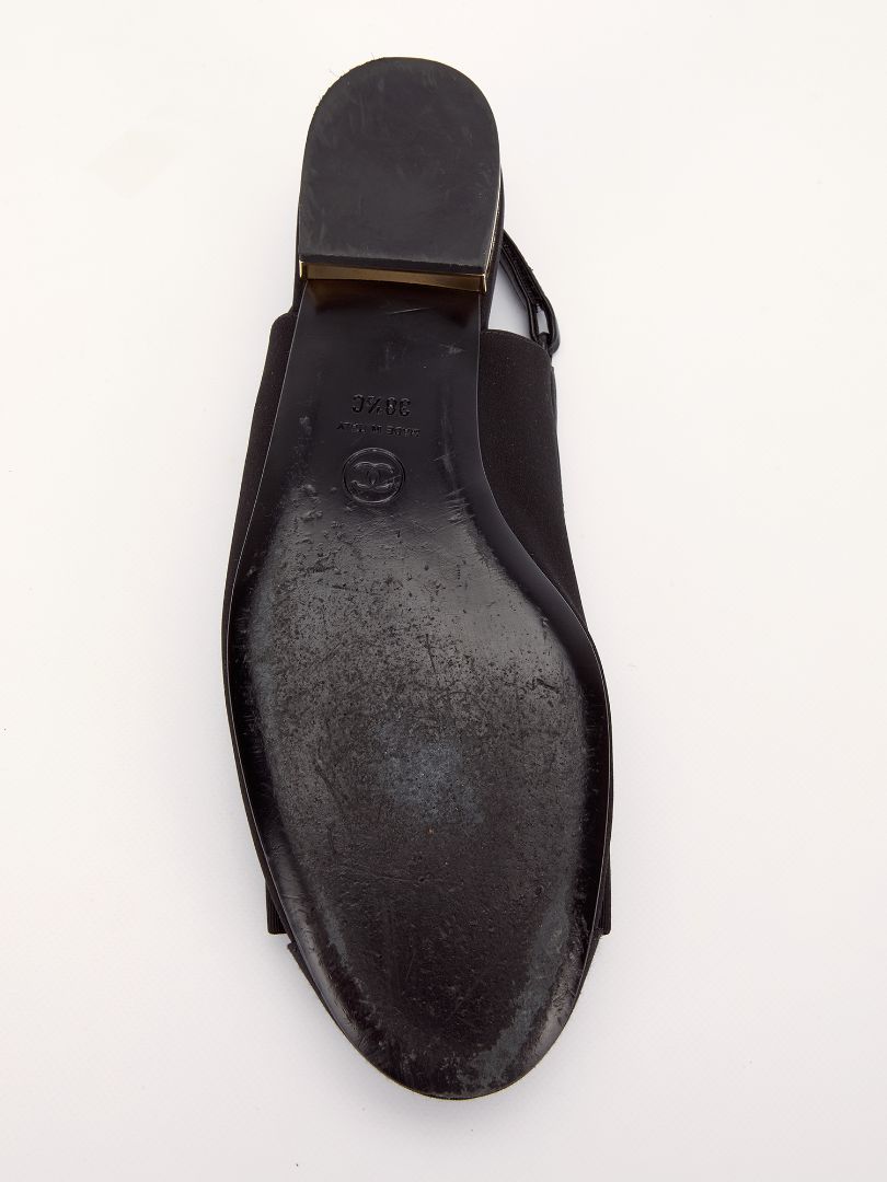 Black CC Bow Cap Ballerina Slingback