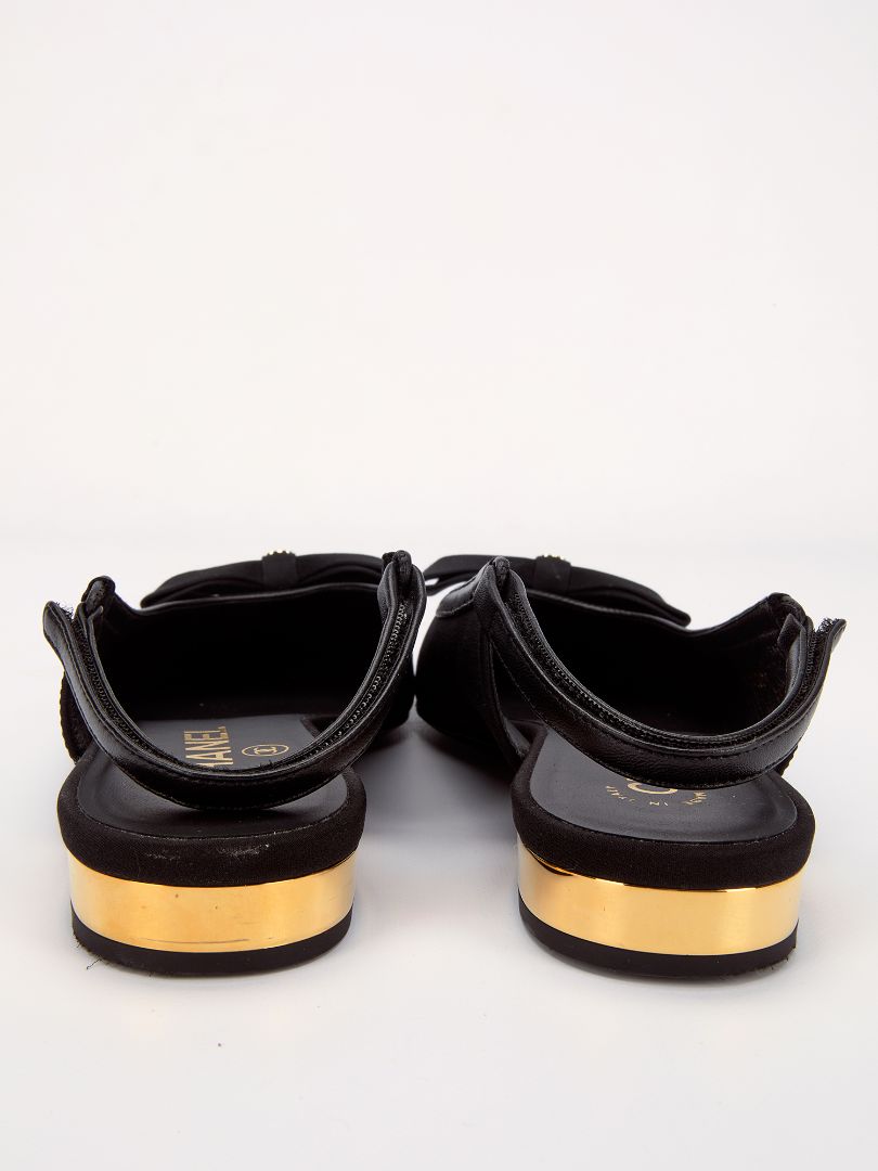 Black CC Bow Cap Ballerina Slingback