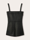 Black GG Embossed Leather Playsuit
