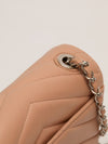 Blush Pink Small Chevron Flap Bag With SHW