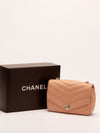 Blush Pink Small Chevron Flap Bag With SHW