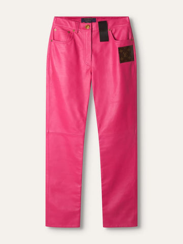 Fuchsia Yayoi Kusama Leather Trousers With GHW