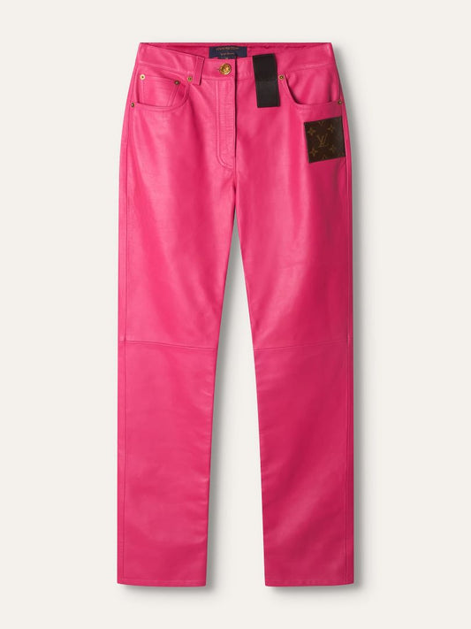 Fuchsia Yayoi Kusama Leather Trousers With GHW