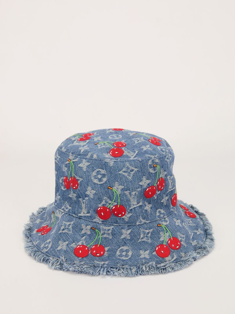 Blue Takashi Murakami Denim Cherry Bucket Hat S