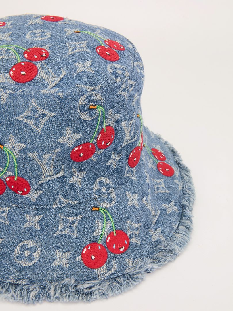 Blue Takashi Murakami Denim Cherry Bucket Hat S