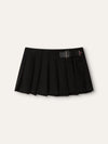 Black Re-Nylon Pleated Mini Skirt With SHW