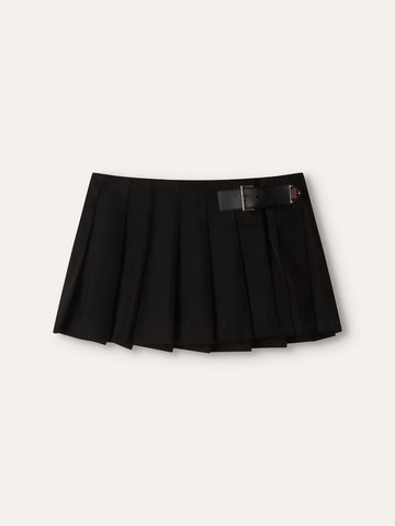 Black Re-Nylon Pleated Mini Skirt With SHW