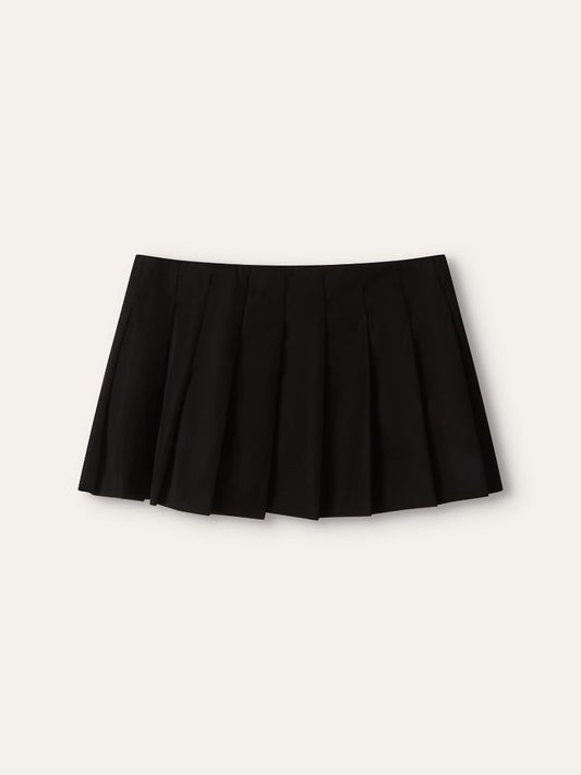 Black Re-Nylon Pleated Mini Skirt With SHW