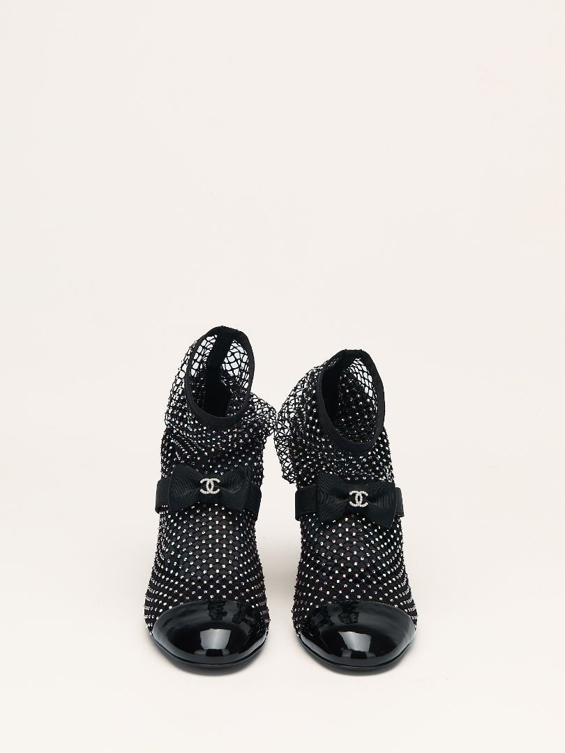 Black Resille Strass Mesh Mary Jane Boot