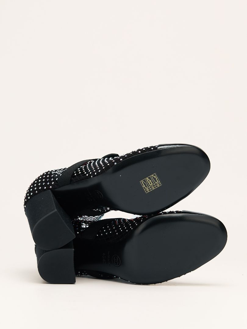 Black Resille Strass Mesh Mary Jane Boot