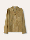Mustard Anagram Patch Leather Blouse & Short Set