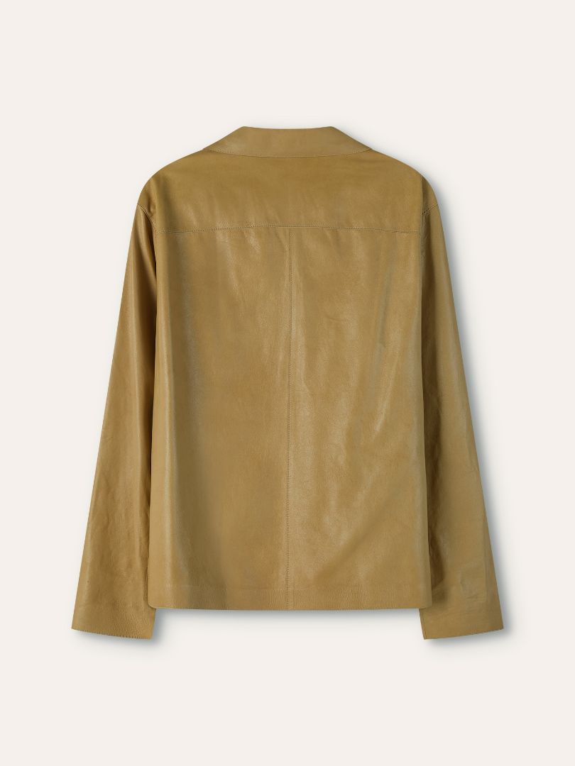 Mustard Anagram Patch Leather Blouse & Short Set