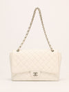 White Maxi Quilted Caviar Flap Bag With SHW