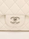 White Maxi Quilted Caviar Flap Bag With SHW