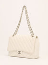 White Maxi Quilted Caviar Flap Bag With SHW