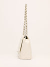 White Maxi Quilted Caviar Flap Bag With SHW